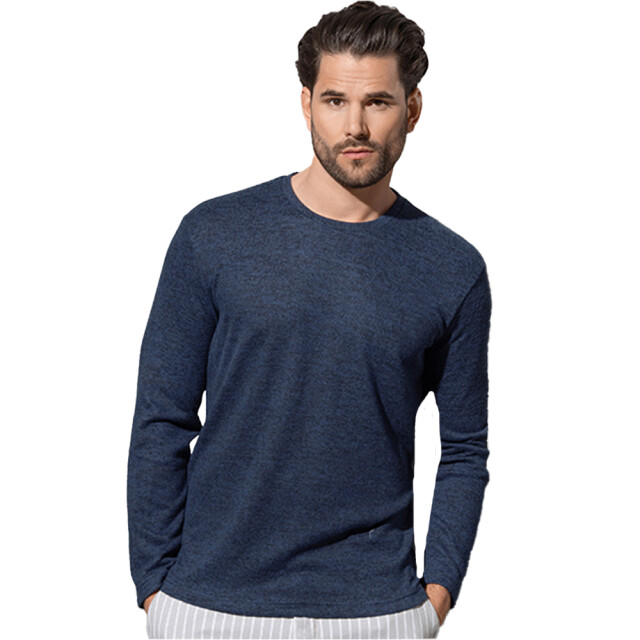 Stedman Stars Gebreid heren sweatshirt met lange mouwen UTFK2843_marinabluemelange large
