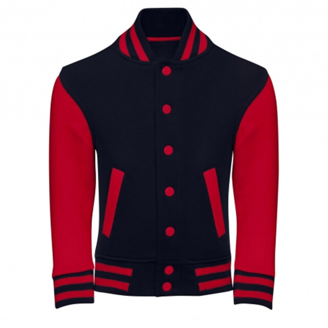 SG Childrens/kids ringspun cotton varsity jacket UTFK2844_darkblackred large