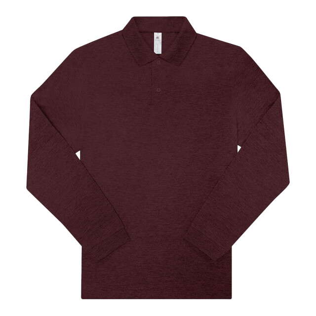 B and C Heren my heather poloshirt met lange mouwen UTFK2938_heatherburgundy large
