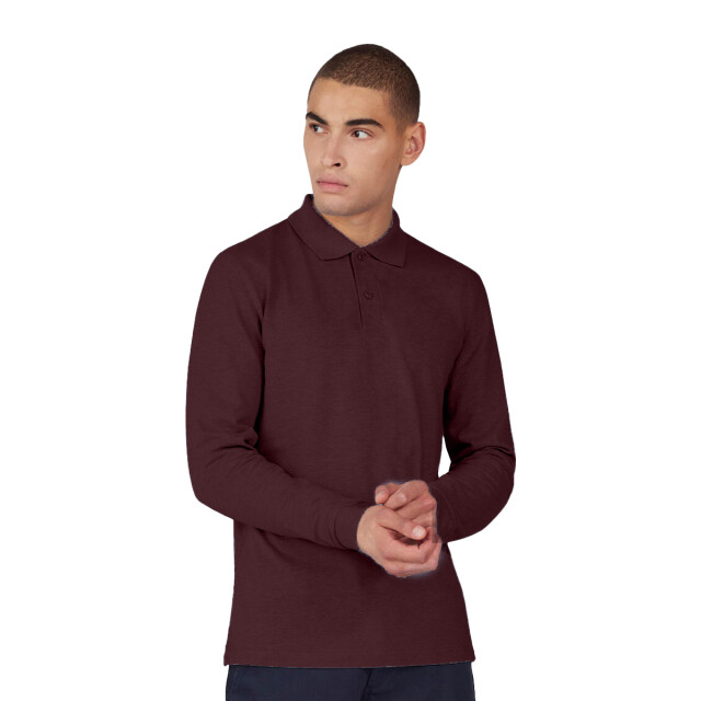 B and C Heren my heather poloshirt met lange mouwen UTFK2938_heatherburgundy large