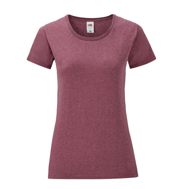 Fruit of the Loom Dames iconic heather t-shirt UTLT1500_heatherburgundy large