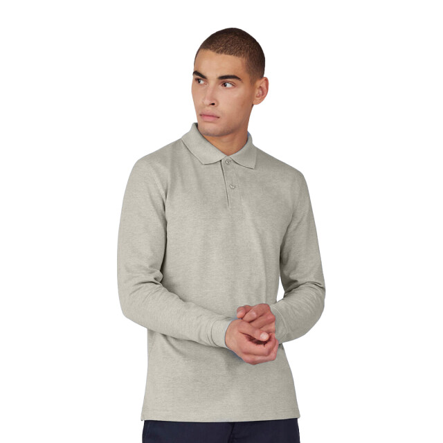 B and C Heren my heather poloshirt met lange mouwen UTFK2938_heathergreyfog large