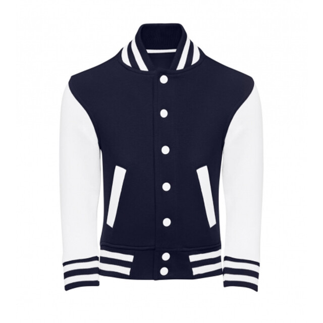SG Childrens/kids ringspun cotton varsity jacket UTFK2844_navysnowwhite large