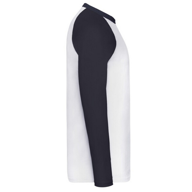 Fruit of the Loom Heren valueweight baseball t-shirt met lange mouwen UTFK2329_whitedeepnavy large