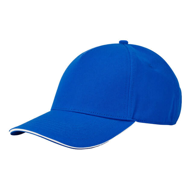 Beechfield Earthaware classic 5 panel organic cotton sandwich peak baseball cap UTFK2246_brightroyalwhite large