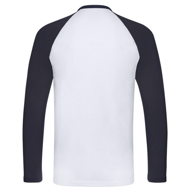 Fruit of the Loom Heren valueweight baseball t-shirt met lange mouwen UTFK2329_whitedeepnavy large