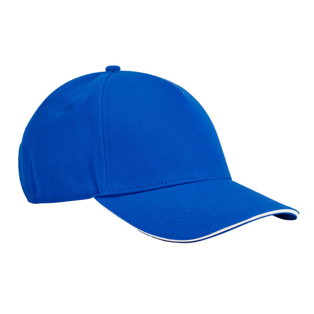 Beechfield Earthaware classic 5 panel organic cotton sandwich peak baseball cap UTFK2246_brightroyalwhite large