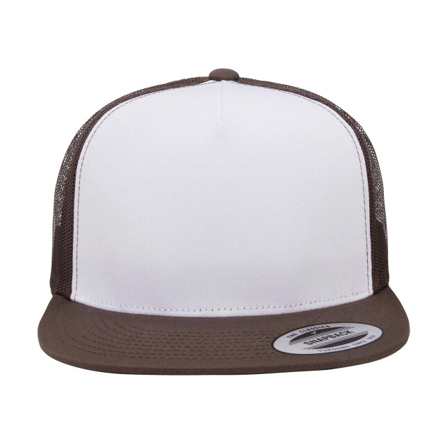 Yupoong Klassieke contrasterende trucker pet UTFK1760_whitebrownbrown large