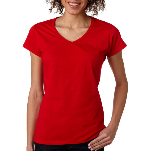 Gildan Dames soft touch v hals t-shirt UTFK1729_cherryred large