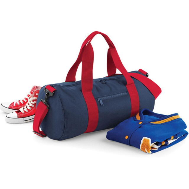 Bagbase Gewoon varsity barrel / duffle bag (20 liter) UTFK183_frenchnavyclassicred large