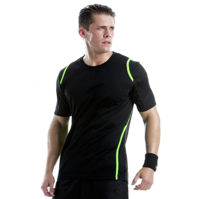 Gamegear ® cooltex® t-shirt met korte mouwen / herensportkleding UTFK386_blackflourescentlime large