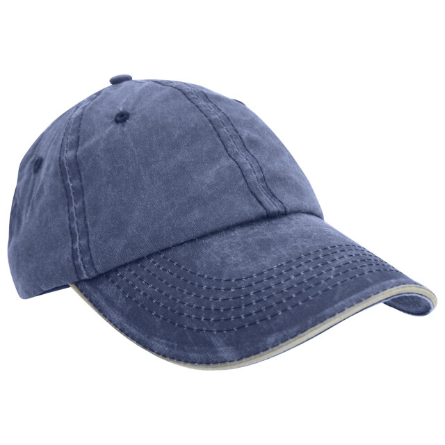 Result Gewassen fijne lijn katoenen baseballpet met sandwich peak UTFK637_navyputty large