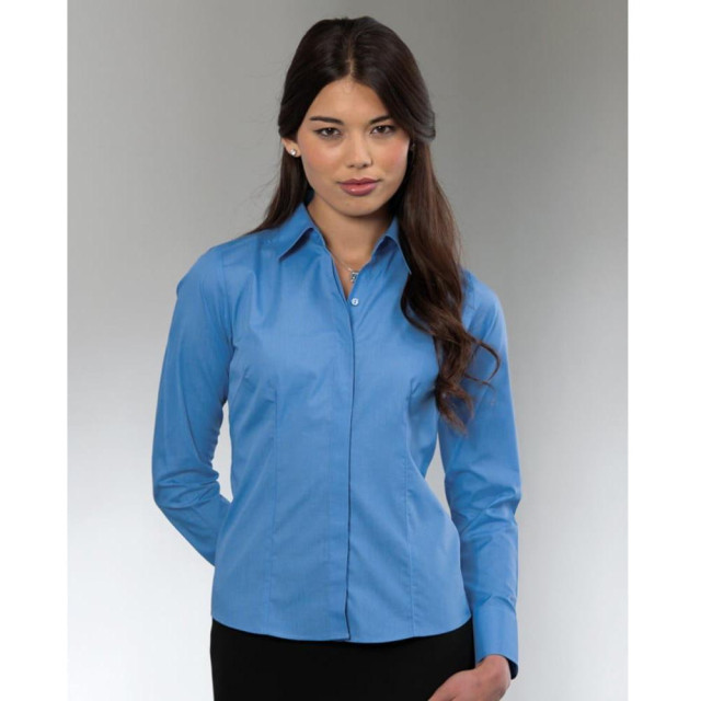 Russell Athletic Collectie dames lange mouwen poly-katoen gemakkelijk onderhoud gepaste poplin shirt UTFK738_corporateblue large