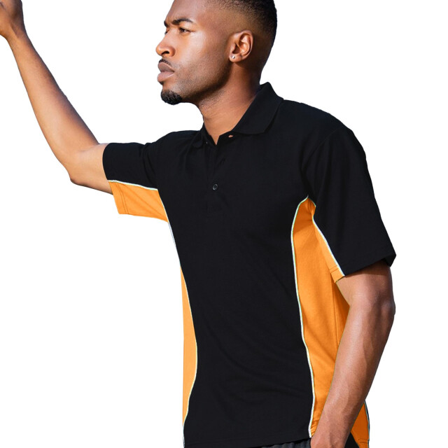 Gamegear ® heren track pique polo top met korte mouwen UTFK373_blackorangewhite large