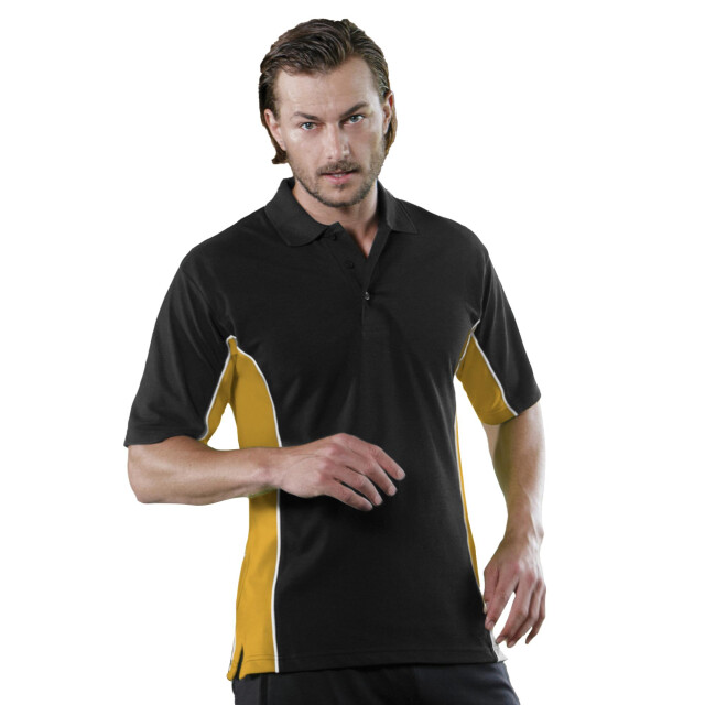 Gamegear ® heren track pique polo top met korte mouwen UTFK373_blackgoldwhite large
