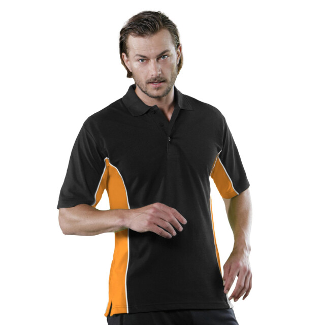 Gamegear ® heren track pique polo top met korte mouwen UTFK373_blackorangewhite large