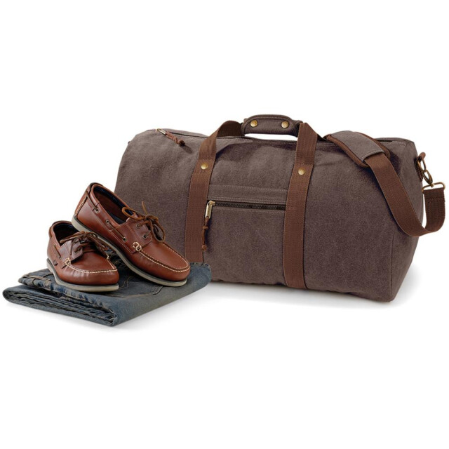 Quadra Vintage canvas holdall duffelzak 45 liter UTFK496_vintagebrown large