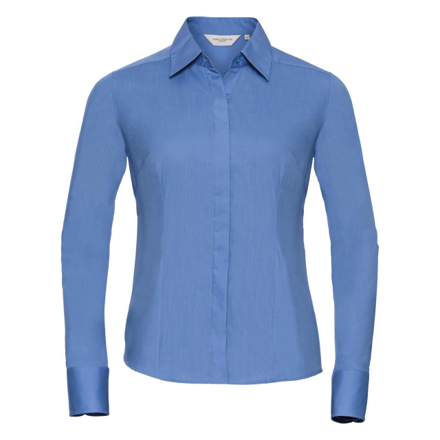 Russell Athletic Collectie dames lange mouwen poly-katoen gemakkelijk onderhoud gepaste poplin shirt UTFK738_corporateblue large