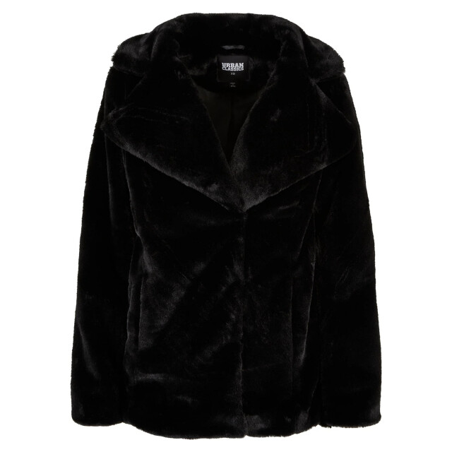 Urban Classics Dames teddy fleece jas met kapkraag UTTN689_black large