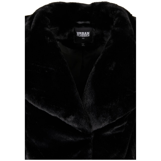 Urban Classics Dames teddy fleece jas met kapkraag UTTN689_black large