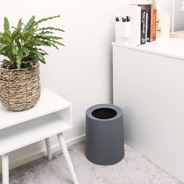 QUVIO Prullenbak plastic met binnenemmer 12 l donker 1395364 large
