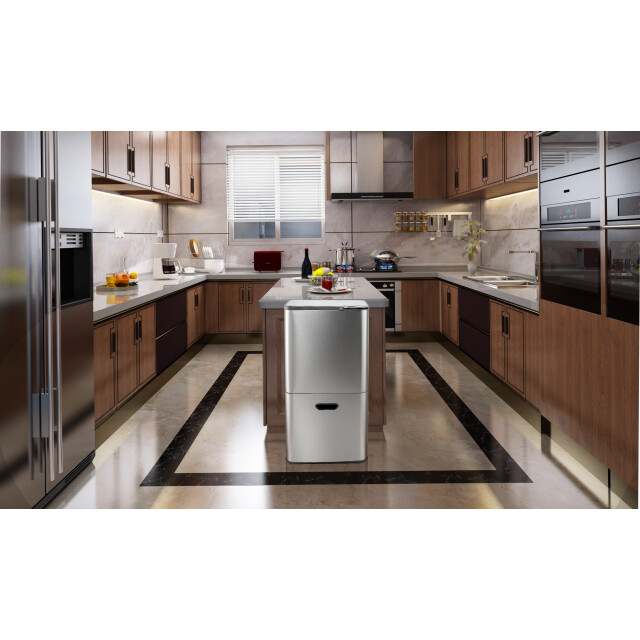 Luzzo ® kansas push prullenbak 63 liter afvalscheiding 4 vakken afval scheiden 3047895 large