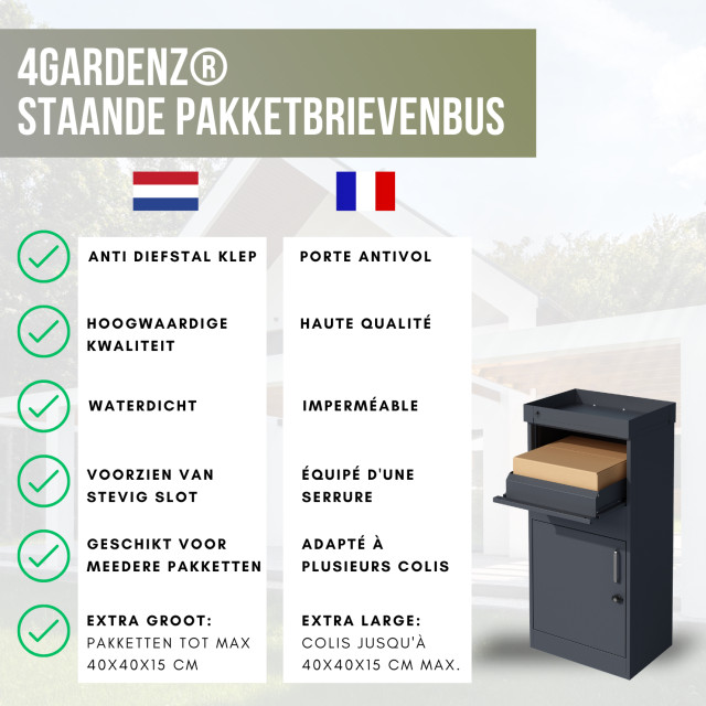 4gardenz ® staande pakketbrievenbus xxl met slot pakketbox antraciet 3047766 large