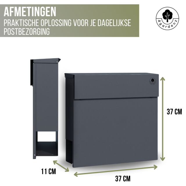4gardenz ® wandbrievenbus brievenbus staal veilig slot met twee sleutels - 3047837 large