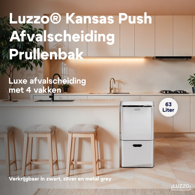 Luzzo ® kansas push prullenbak 63 liter afvalscheiding 4 vakken afval scheiden 3047793 large