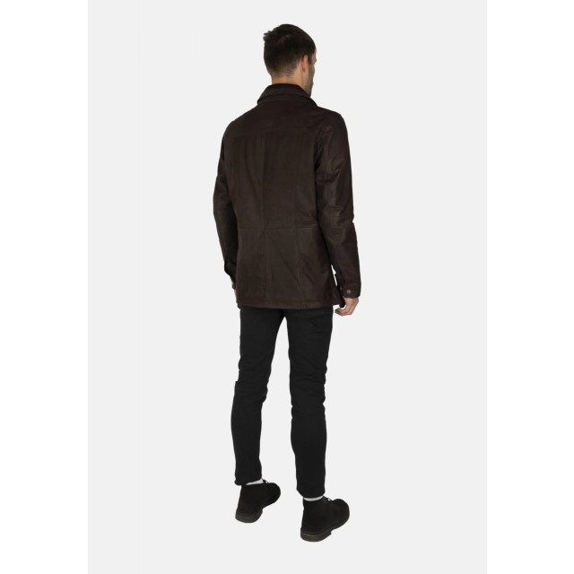 Cycas D'or Buff leren parka lange leren jas chocolade buffaloparka large