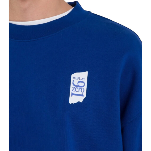Replay Cotton fleece trui heren Replay Blauw UNISEX 9ZERO1 Trui large