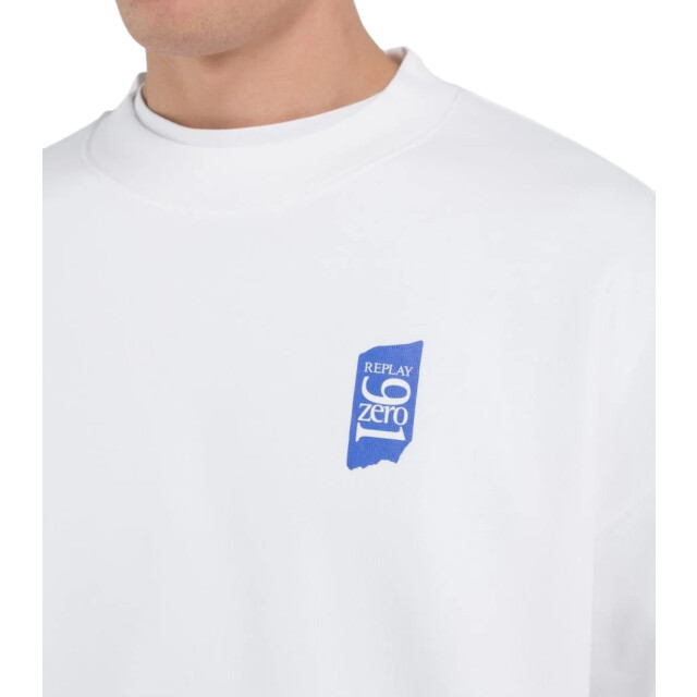 Replay Cotton fleece trui heren Replay Wit Unisex 9ZERO1 Trui large