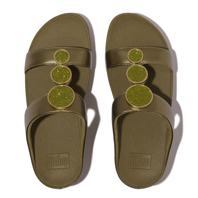 FitFlop Halo bead-circle metallic h-bar slides HJ2 large