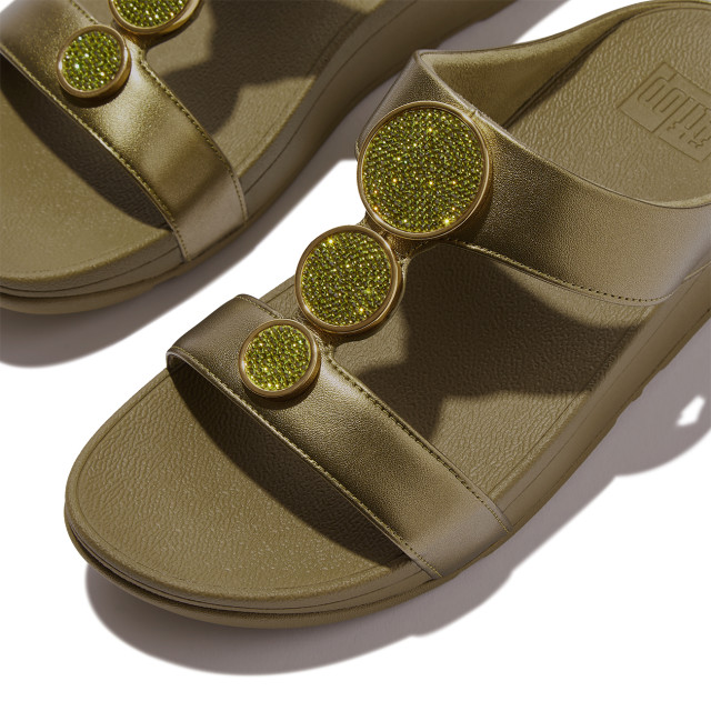 FitFlop Halo bead-circle metallic h-bar slides HJ2 large