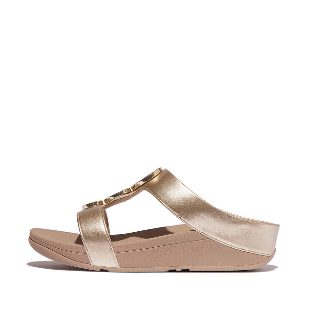 FitFlop Halo bead-circle metallic h-bar slides HJ2 large