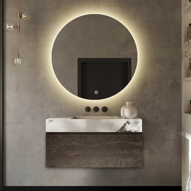 Vtw Living Badkamerspiegel rond 60 cm led verlichting en anti condens verwarming 2979179 large