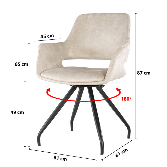 Livingfurn eetkamerstoel capp velvet / gecoat staal 2 stuks 2658021 large