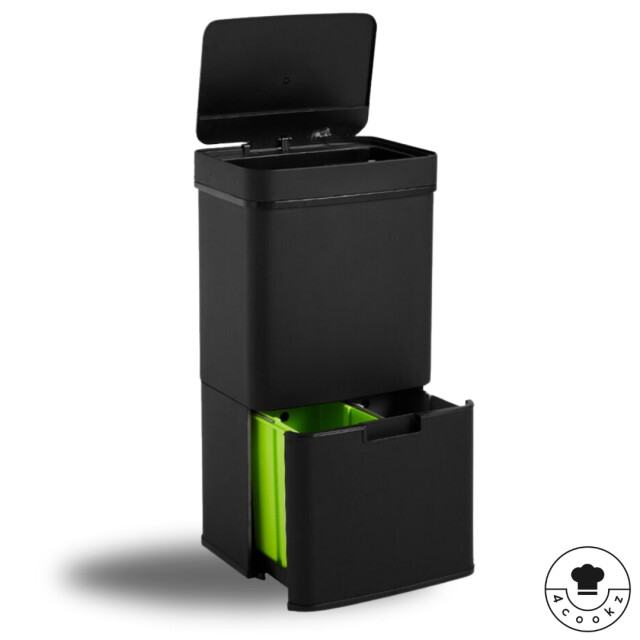 4cookz ® smart waste black m afvalscheiding prullenbak met sensor 72 l 3047750 large