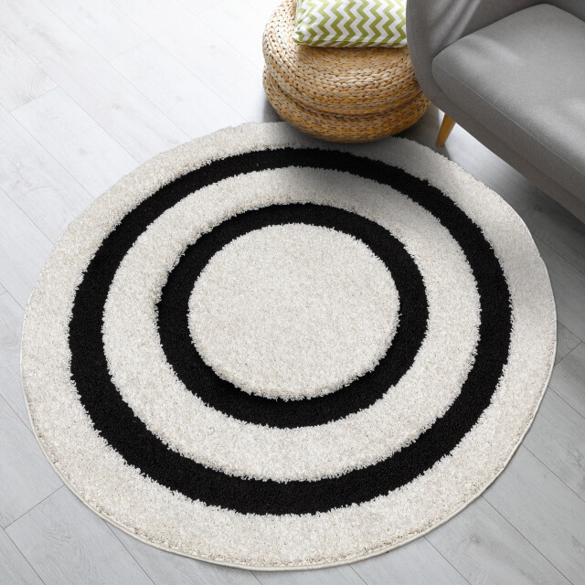 Muratap Luxus shaggy plus hoogpolig vloerkleed modern geometrisch design /zwart 3046069 large