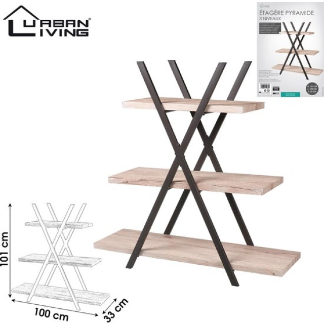 Urban living industriële piramide stelling wandrek 3 planken 101 cm 3048970 large