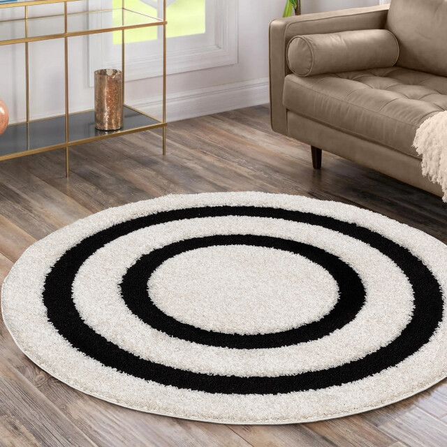 Muratap Luxus shaggy plus hoogpolig vloerkleed modern geometrisch design /zwart 3046069 large