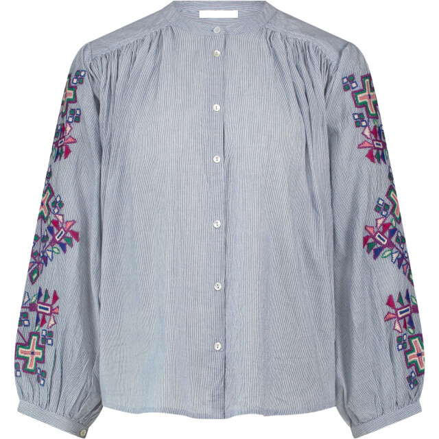By-Bar Amsterdam Becky pinstripe blouse dali blue 25112041-813 large