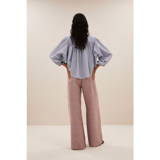 By-Bar Amsterdam Becky pinstripe blouse dali blue 25112041-813 large