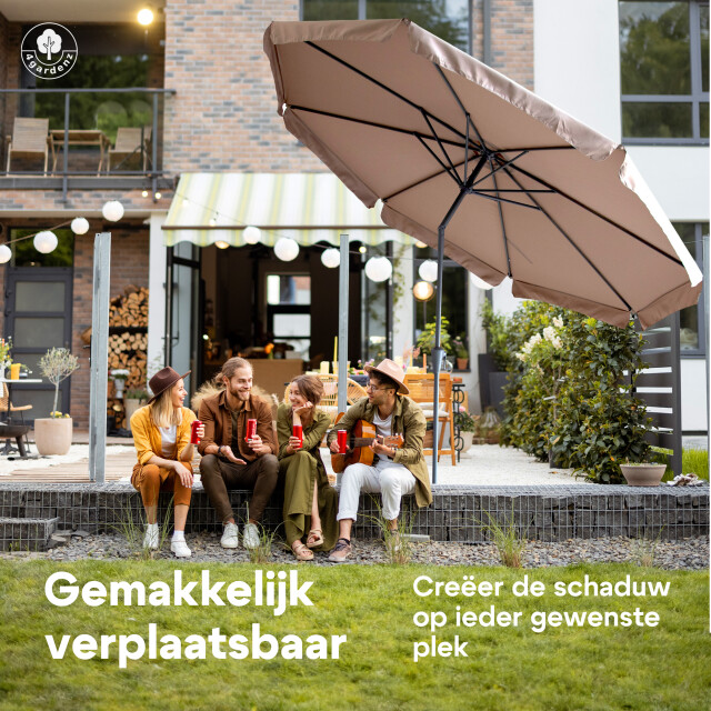 4gardenz ® parasol rond 300 cm met volant kantelbaar - 3049028 large