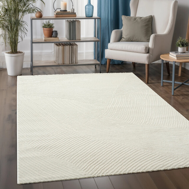 Muratap Japandi abstract vloerkleed laagpolig modern design effen uni creme- 3046143 large