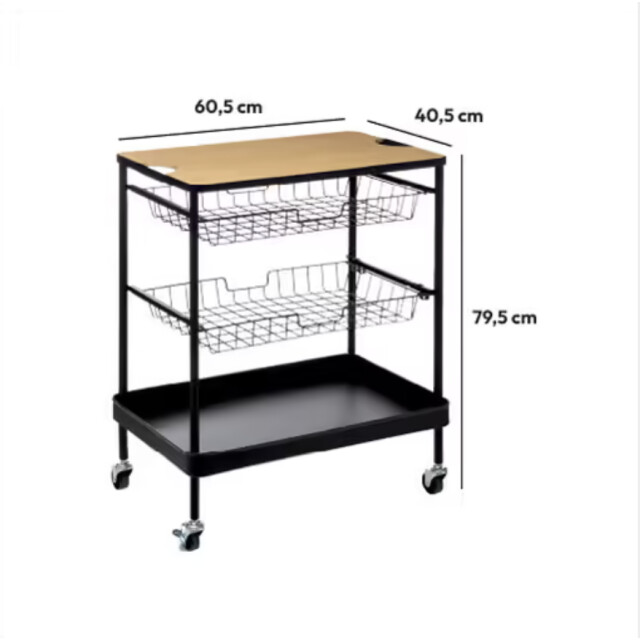 5Five 4goodz serveerwagen met 3 opbergvakken en plateau 40x60x79 cm - 3047704 large