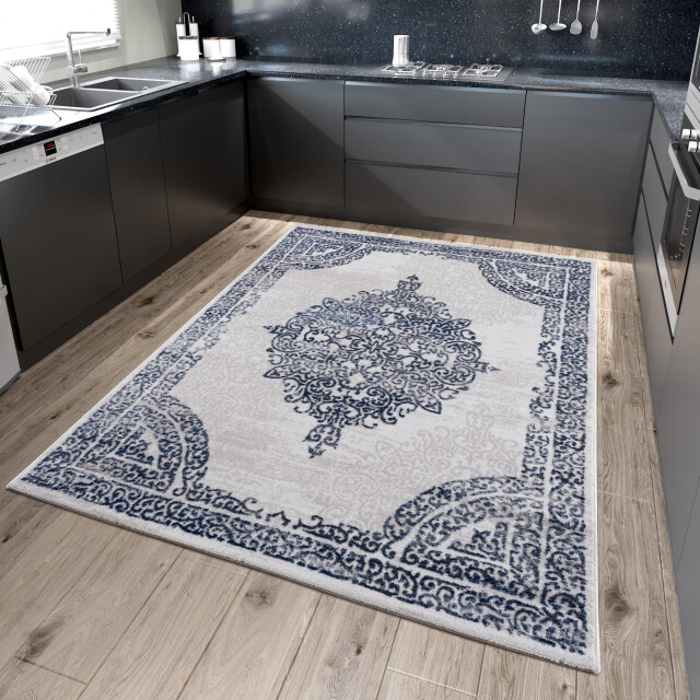 Muratap Evra vintage vloerkleed klassiek design laagpolig tapijt blauw- 3046243 large