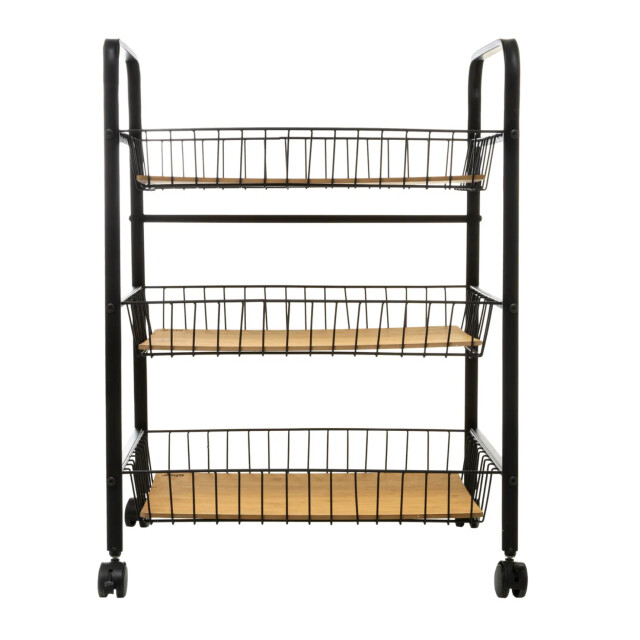 5Five 4goodz serveerwagen met 3 draadstaal opbergvakken 52x39x70 cm - 3047705 large