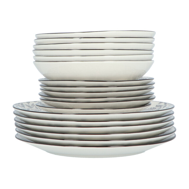 Secret de Gourmet Porseleinen serviesset eva mozaïek 6 persoons 18-delig /wit 3047543 large