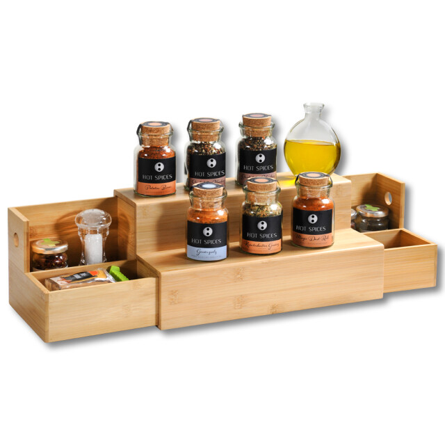 Kesper Keukenrek 2 uitschuifbare lades bamboe 34x15x18 cm - 3048863 large